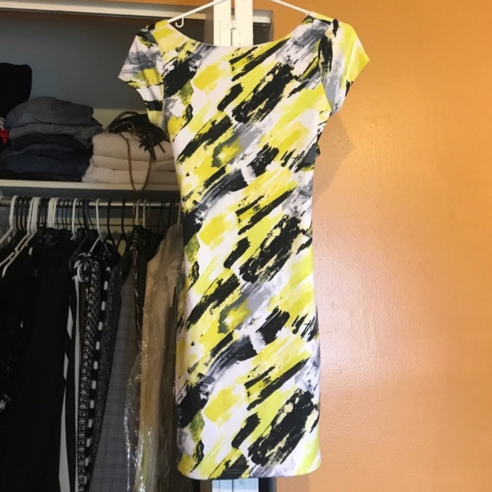 Yellow, white & black dress